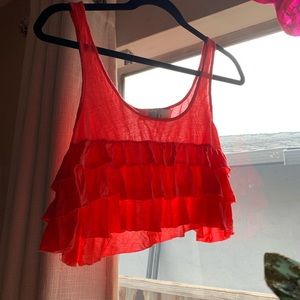 Free People Beach🏖 Pink Ruffle Crop Top💗